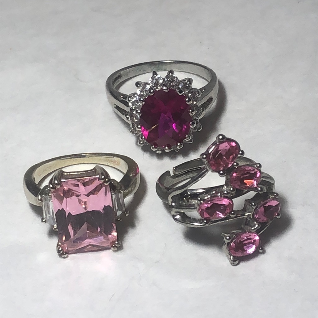Pink Gem Ring Bundle